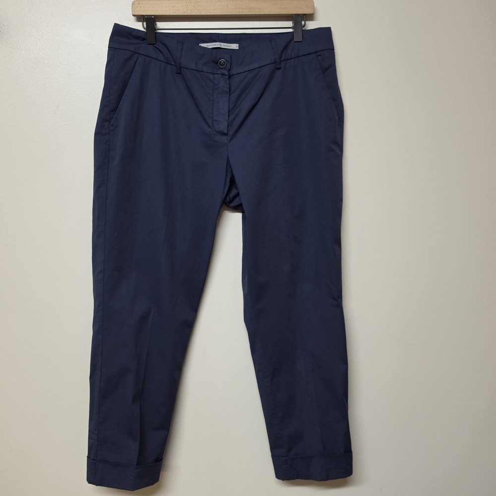 Raffaello Rossi Dora 6/8 Cropped Pants Navy Stretch Women's EU 42 US 12